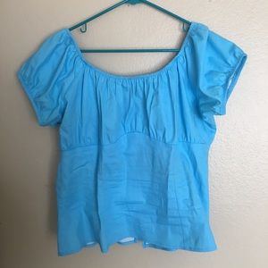 Pinupgirl clothing blue peasant top
